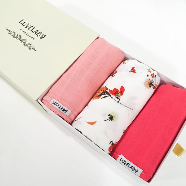 Organic Baby Muslin Swaddle - 2 Solid Colours + 1 Design Print
