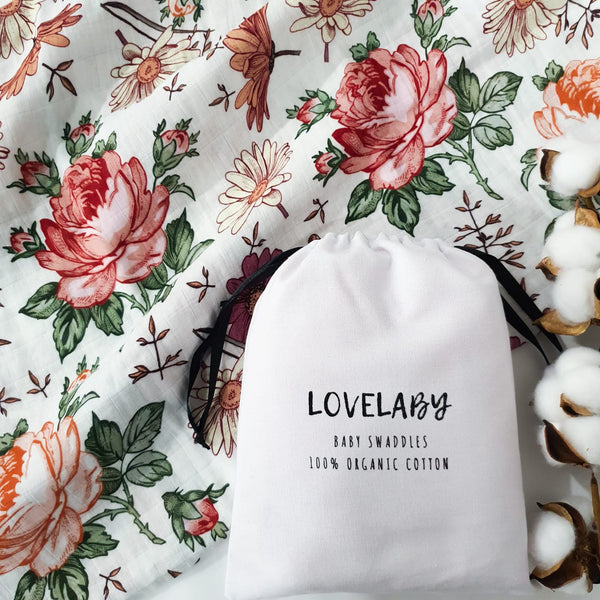Floral Organic baby muslin swaddle